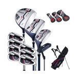 11 Pieces Men's Complete Golf Club Set Right Hand Golf Club Package Set with 460CC Alloy Driver, Rain Hood & Portable Golf Stand Bag