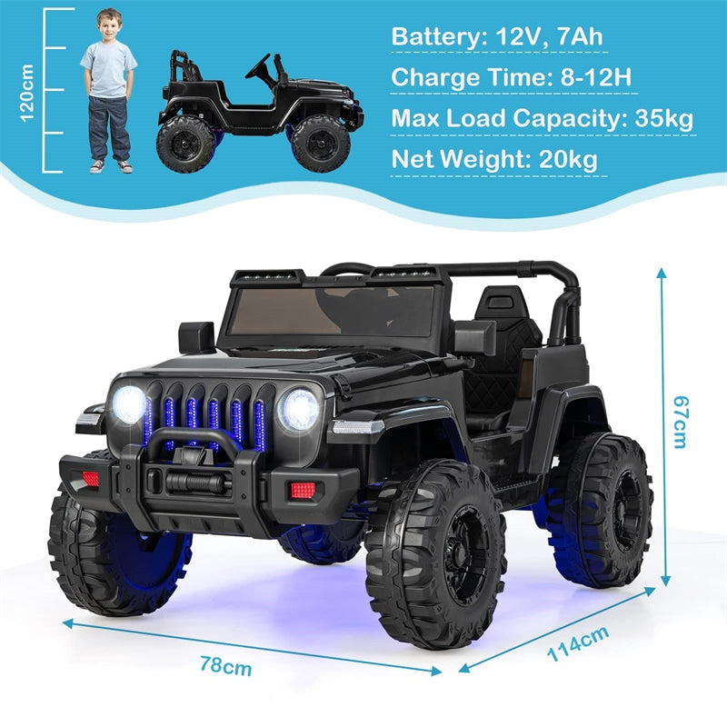 Kids Ride on Car Truck 2-Seater 12V Battery Powered Electric Car with Remote Control & LED Lights