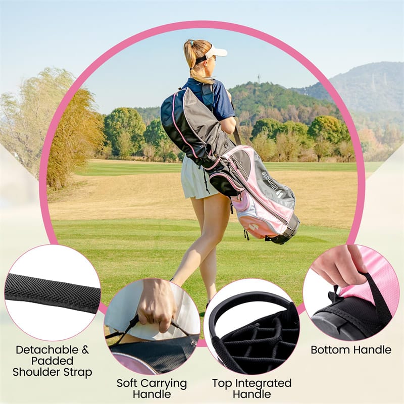 12 Pieces Women’s Complete Golf Club Set Right Hand Golf Club Package Set 460CC #1 Driver with Portable Golf Cart Bag & Rain Hood