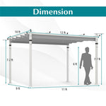 12' x 10' Aluminum Pergola with Retractable Canopy, Outdoor Pergola Extra Large Patio Shelter Pergola Pavilion for Deck Garden Yard