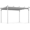 12' x 10' Aluminum Pergola with Retractable Canopy, Outdoor Pergola Extra Large Patio Shelter Pergola Pavilion for Deck Garden Yard