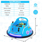 12V Electric Kids Ride on Bumper Car 360° Spin Dual Joysticks with Remote Control, Flashing LED Light & Music