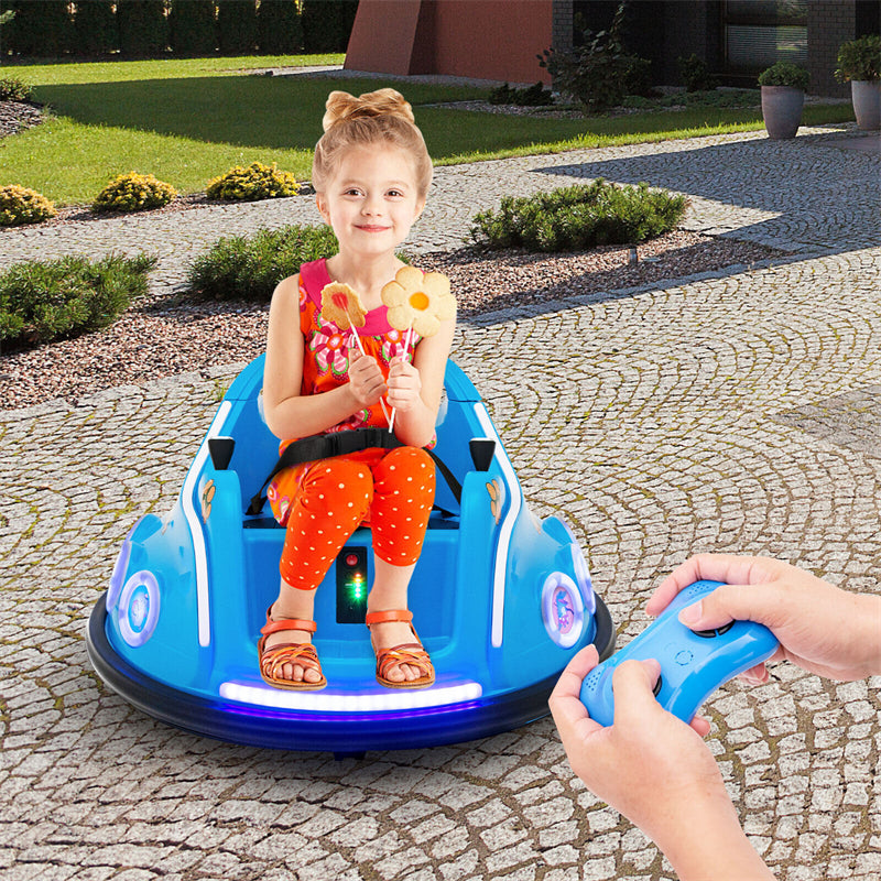 12V Electric Kids Ride on Bumper Car 360° Spin Dual Joysticks with Remote Control, Flashing LED Light & Music