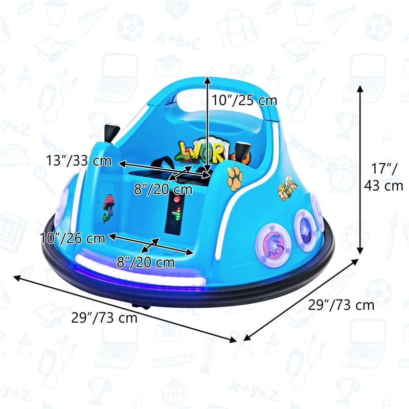 12V Electric Kids Ride on Bumper Car 360° Spin Dual Joysticks with Remote Control, Flashing LED Light & Music