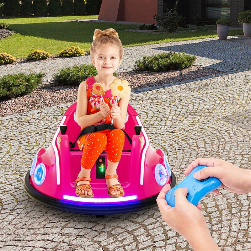 12V Electric Kids Ride on Bumper Car 360° Spin Dual Joysticks with Remote Control, Flashing LED Light & Music