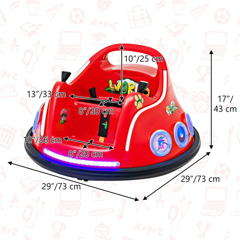 12V Electric Kids Ride on Bumper Car 360° Spin Dual Joysticks with Remote Control, Flashing LED Light & Music