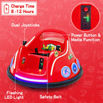 12V Electric Kids Ride on Bumper Car 360° Spin Dual Joysticks with Remote Control, Flashing LED Light & Music