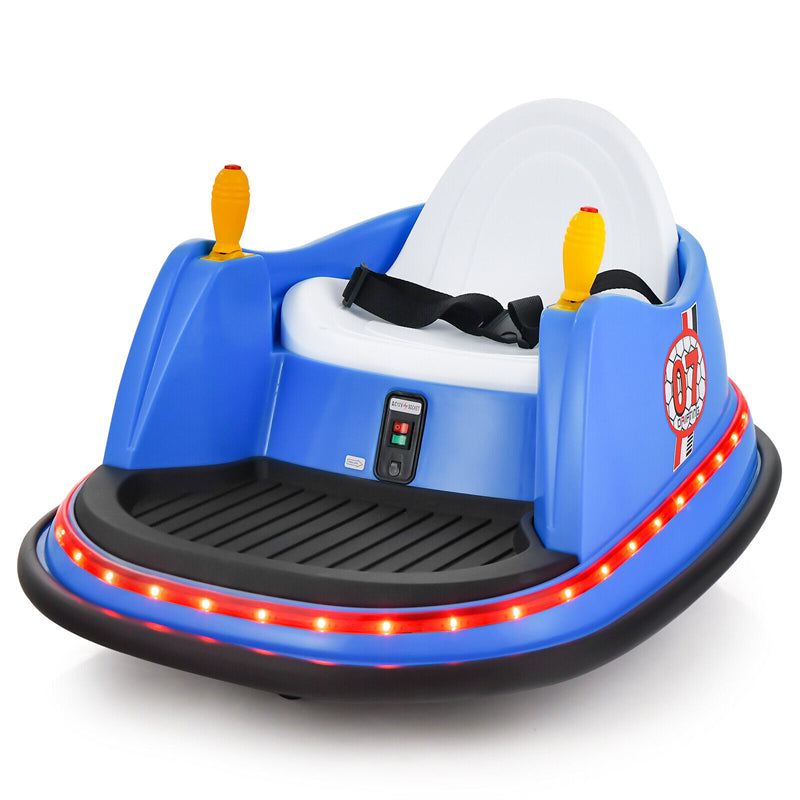 Toddler Bumper Car 12V Kids Electric Ride On Bumper Car 360° Spin Race Toy Vehicle with Remote Control, Flashing Lights & Dual Joysticks