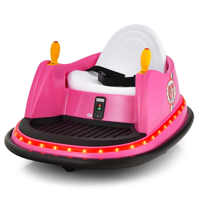 Toddler Bumper Car 12V Kids Electric Ride On Bumper Car 360° Spin Race Toy Vehicle with Remote Control, Flashing Lights & Dual Joysticks