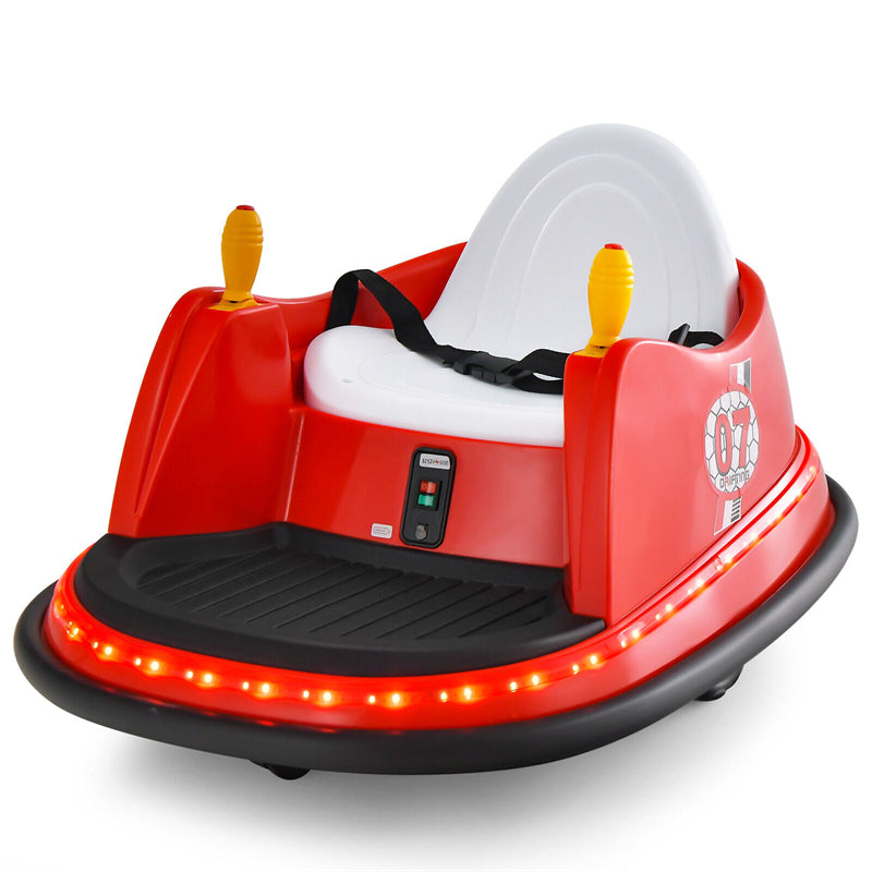 Toddler Bumper Car 12V Kids Electric Ride On Bumper Car 360° Spin Race Toy Vehicle with Remote Control, Flashing Lights & Dual Joysticks