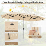 13FT Double-sided Patio Umbrella Extra Large Twin Table Umbrella Outdoor Market Umbrella with Crank Handle & Umbrella Base