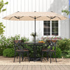 13FT Double-sided Patio Umbrella Extra Large Twin Table Umbrella Outdoor Market Umbrella with Crank Handle & Umbrella Base