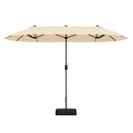 13FT Double-sided Patio Umbrella Extra Large Twin Table Umbrella Outdoor Market Umbrella with Crank Handle & Umbrella Base