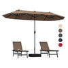 13FT Double-sided Patio Umbrella Extra Large Twin Table Umbrella Outdoor Market Umbrella with Crank Handle & Umbrella Base