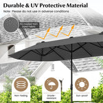 13FT Double-sided Patio Umbrella Extra Large Twin Table Umbrella Outdoor Market Umbrella with Crank Handle & Umbrella Base