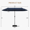 13FT Double-sided Patio Umbrella Extra Large Twin Table Umbrella Outdoor Market Umbrella with Crank Handle & Umbrella Base