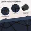 13FT Double-sided Patio Umbrella Extra Large Twin Table Umbrella Outdoor Market Umbrella with Crank Handle & Umbrella Base