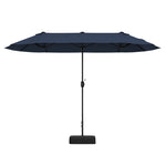 13FT Double-sided Patio Umbrella Extra Large Twin Table Umbrella Outdoor Market Umbrella with Crank Handle & Umbrella Base