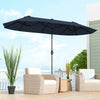 13FT Double-sided Patio Umbrella Extra Large Twin Table Umbrella Outdoor Market Umbrella with Crank Handle & Umbrella Base