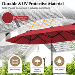 13FT Double-sided Patio Umbrella Extra Large Twin Table Umbrella Outdoor Market Umbrella with Crank Handle & Umbrella Base