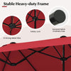 13FT Double-sided Patio Umbrella Extra Large Twin Table Umbrella Outdoor Market Umbrella with Crank Handle & Umbrella Base