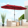 13FT Double-sided Patio Umbrella Extra Large Twin Table Umbrella Outdoor Market Umbrella with Crank Handle & Umbrella Base