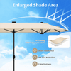 13FT Double-sided Patio Umbrella Large Twin Table Umbrella Outdoor Market Umbrella with Solar Lights, Crank Handle, Umbrella Base