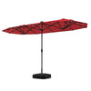 13FT Double-sided Patio Umbrella Large Twin Table Umbrella Outdoor Market Umbrella with Solar Lights, Crank Handle, Umbrella Base