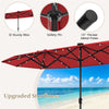 13FT Double-sided Patio Umbrella Large Twin Table Umbrella Outdoor Market Umbrella with Solar Lights, Crank Handle, Umbrella Base