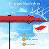 13FT Double-sided Patio Umbrella Large Twin Table Umbrella Outdoor Market Umbrella with Solar Lights, Crank Handle, Umbrella Base