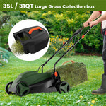 14" Electric Corded Lawn Mower 12-AMP 2-in-1 Walk-Behind Lawnmower with Grass Collection Box & 3 Adjustable Cutting Position