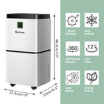 1500 Sq. Ft 24 Pints Portable Dehumidifier for Medium to Large Rooms Basements with 3-Color Indicator Lights & 4 Wheels