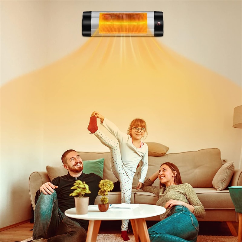 1500W Wall-Mounted Patio Heater Electric Infrared Heater with Remote Control, 3 Adjustable Modes & Overheat Protection