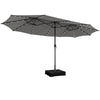 15FT Double-Sided Patio Umbrella Extra Large Outdoor Umbrella with 48 Solar LED Lights & Umbrella Base