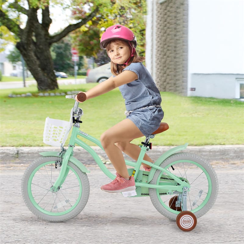 16" Kids Bike Toddler Bicycle with Training Wheels, Adjustable Seat & Removable Basket, Boys Girls Bike for 3-8 Years Old