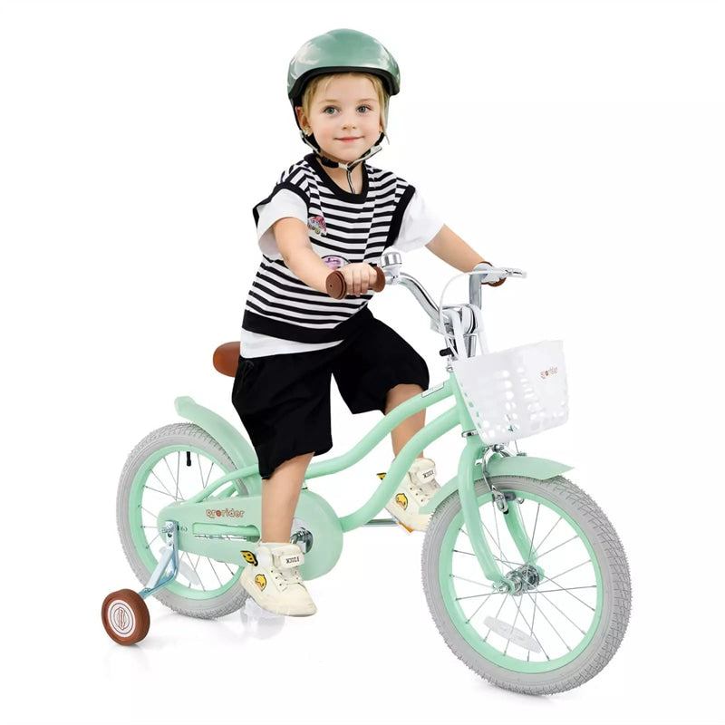 16" Kids Bike Toddler Bicycle with Training Wheels, Adjustable Seat & Removable Basket, Boys Girls Bike for 3-8 Years Old