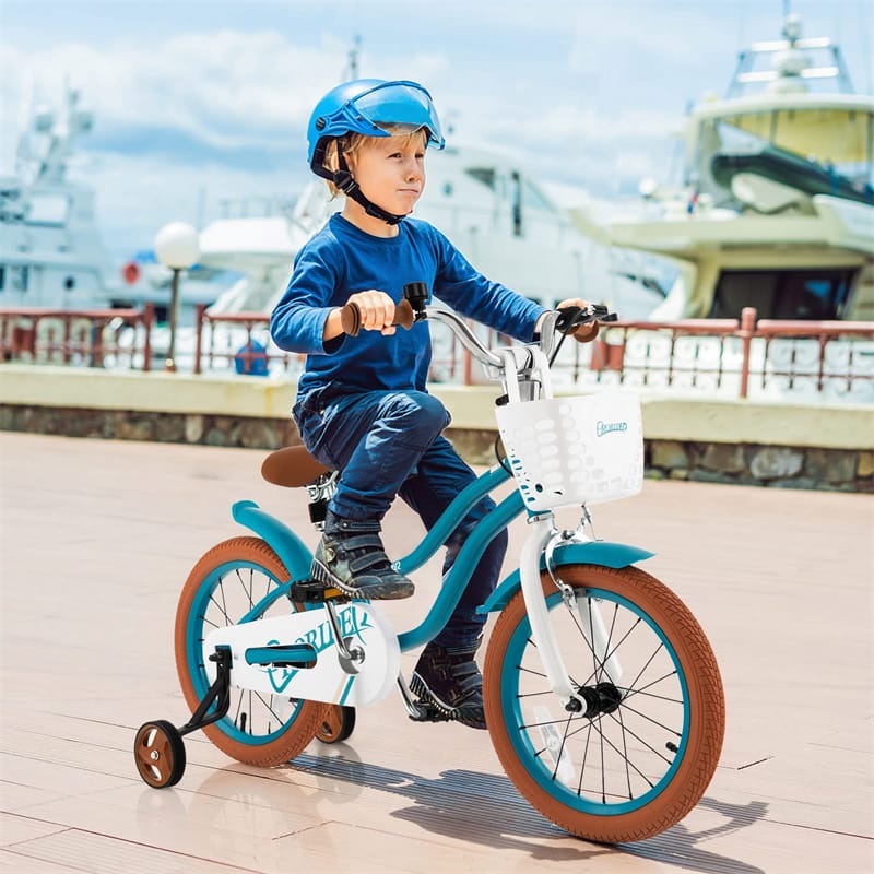 16" Kids Bike Toddler Bicycle with Training Wheels, Adjustable Seat & Removable Basket, Boys Girls Bike for 3-8 Years Old