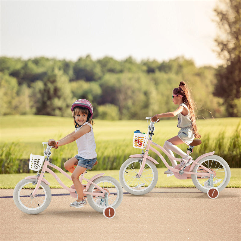 16" Kids Bike Toddler Bicycle with Training Wheels, Adjustable Seat & Removable Basket, Boys Girls Bike for 3-8 Years Old