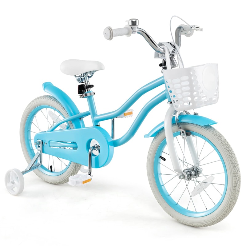 16" Kids Bike Toddler Bicycle with Training Wheels, Adjustable Seat & Removable Basket, Boys Girls Bike for 3-8 Years Old