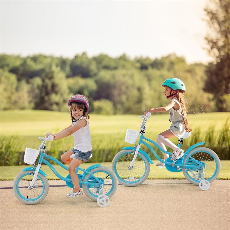 16" Kids Bike Toddler Bicycle with Training Wheels, Adjustable Seat & Removable Basket, Boys Girls Bike for 3-8 Years Old