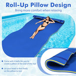 18' x 6' Floating Water Pad 3 Layer Tear-Resistant XPE Floating Foam Mat with Rolling Pillow for Lake Pool Beach Water Recreation