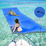 18' x 6' Floating Water Pad 3 Layer Tear-Resistant XPE Floating Foam Mat with Rolling Pillow for Lake Pool Beach Water Recreation