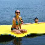 18' x 6' Floating Water Pad 3 Layer Tear-Resistant XPE Floating Foam Mat with Rolling Pillow for Lake Pool Beach Water Recreation