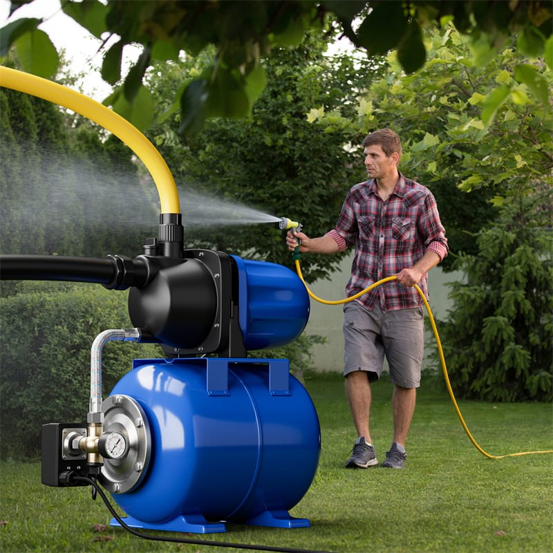 1.6HP Shallow Well Pump & Pressure Tank 1000GPH Home Garden Irrigation Booster Jet Pump 164 FT Stainless Steel Water Booster Pump