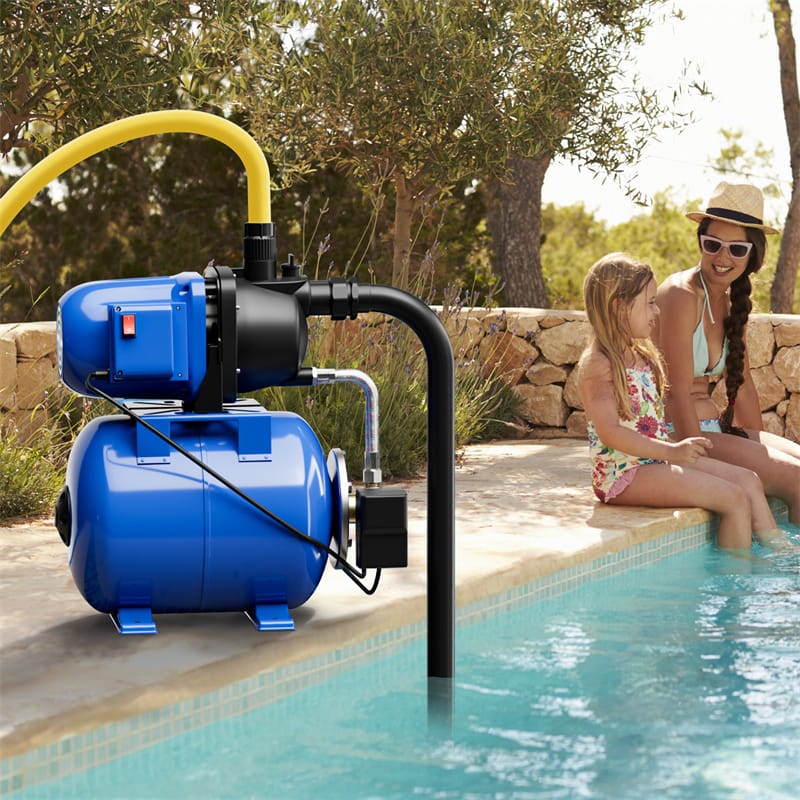 1.6HP Shallow Well Pump & Pressure Tank 1000GPH Home Garden Irrigation Booster Jet Pump 164 FT Stainless Steel Water Booster Pump