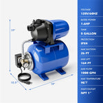 1.6HP Shallow Well Pump & Pressure Tank 1000GPH Home Garden Irrigation Booster Jet Pump 164 FT Stainless Steel Water Booster Pump