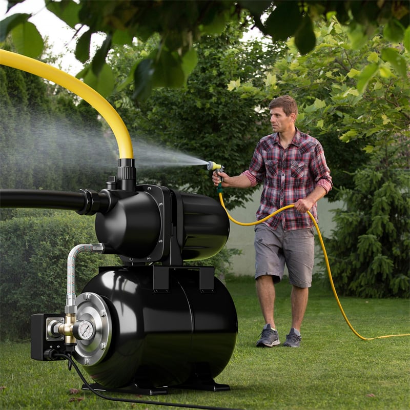 1.6HP Shallow Well Pump & Pressure Tank 1000GPH Home Garden Irrigation Booster Jet Pump 164 FT Stainless Steel Water Booster Pump