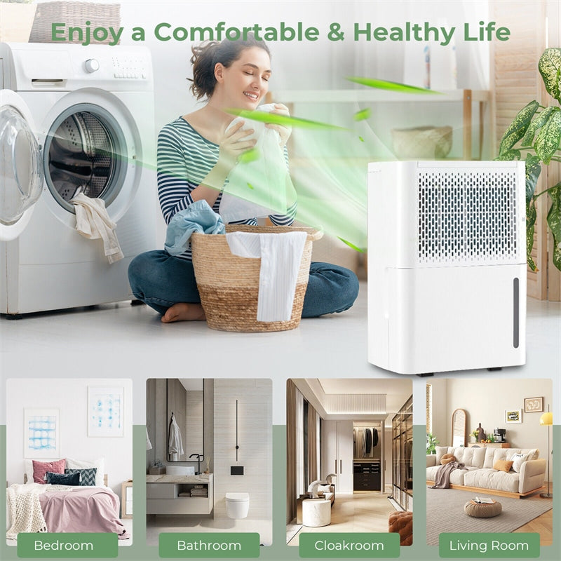 32 Pint Portable Dehumidifier for Home Basements, 2000 Sq. Ft Quite Dehumidifier with Drain Hose & 3 Modes 24H Timer