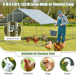 20ft Large Metal Chicken Coop Walk-in Chicken Run Poultry Cage Outdoor Farm Hen Rabbit Run House with All-weather Cover