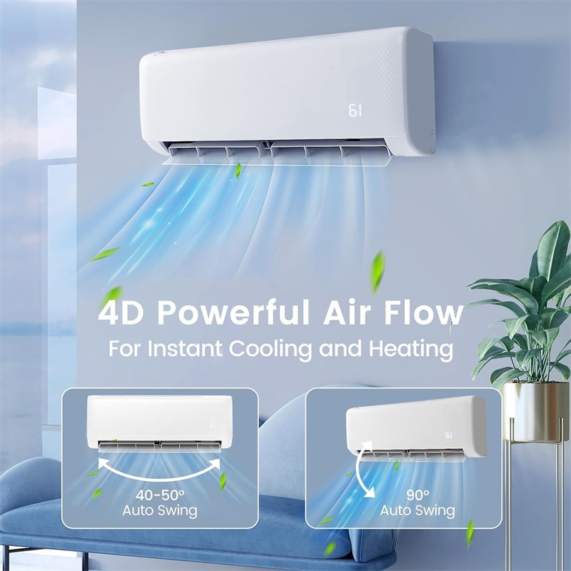 24000 BTU WiFi Ductless Mini Split Air Conditioner with Heat Pump, Energy Star 21 SEER2 208-230V Inverter AC Unit, Alexa Googlehome & Remote Control